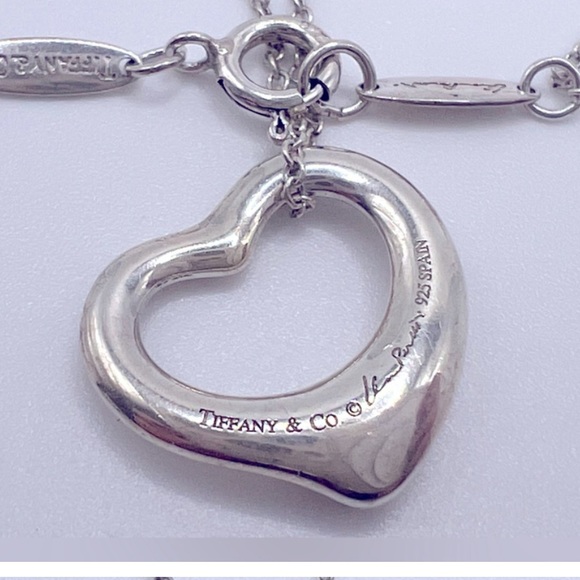 Tiffany & Co 16mm .925 sterling silver Elsa Peretti Open Heart necklace - Picture 2 of 7
